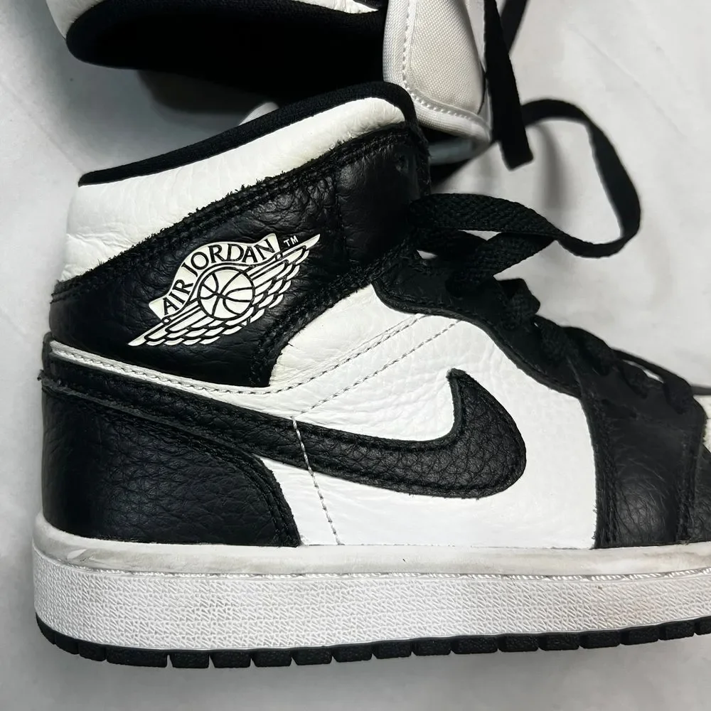 Nike Air Jordan 1 High Mid Homage Black White Split Basketball Shoes Youth Sz 5Y